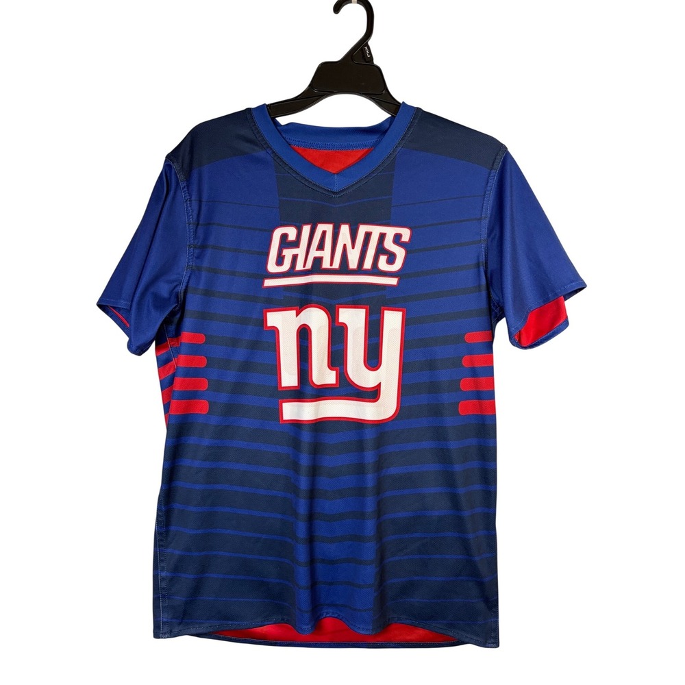 NFL Flag Football Jersey Kids L Blue Red Excellent NY Giants Reversible Shirt